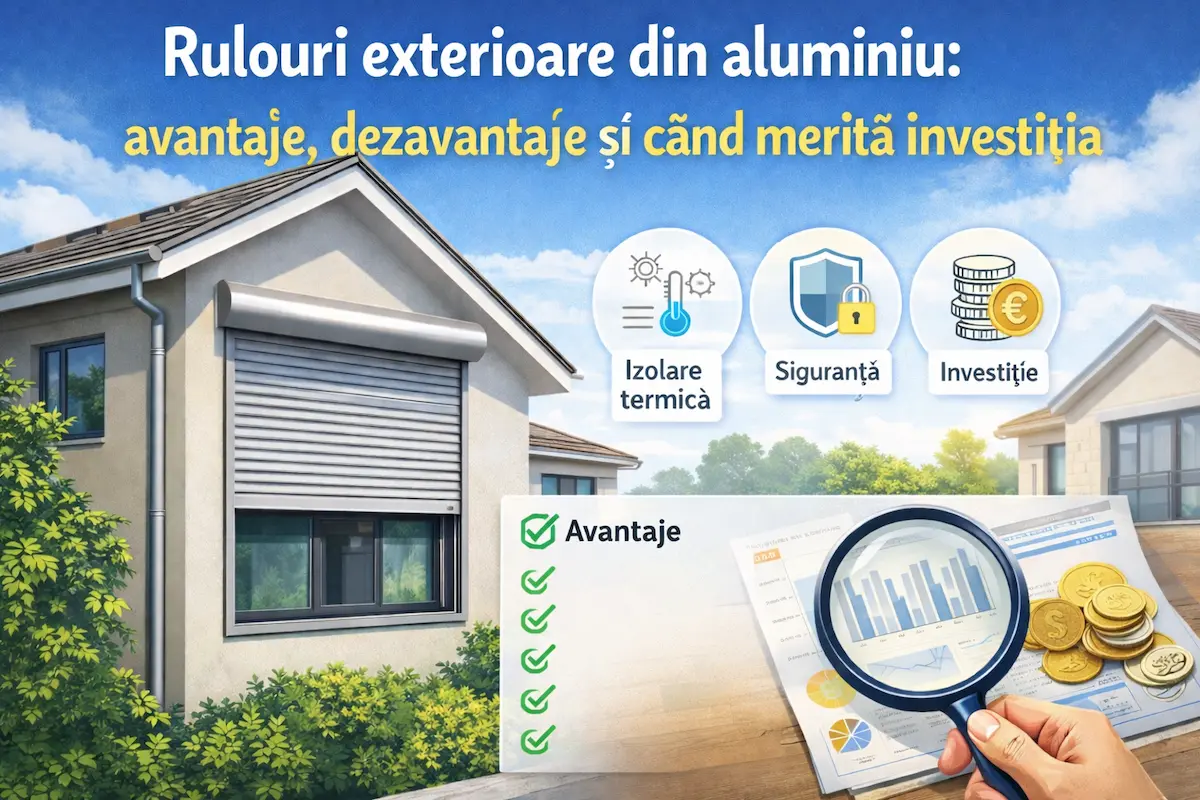 Rulouri exterioare din aluminiu montate pe o locuință modernă