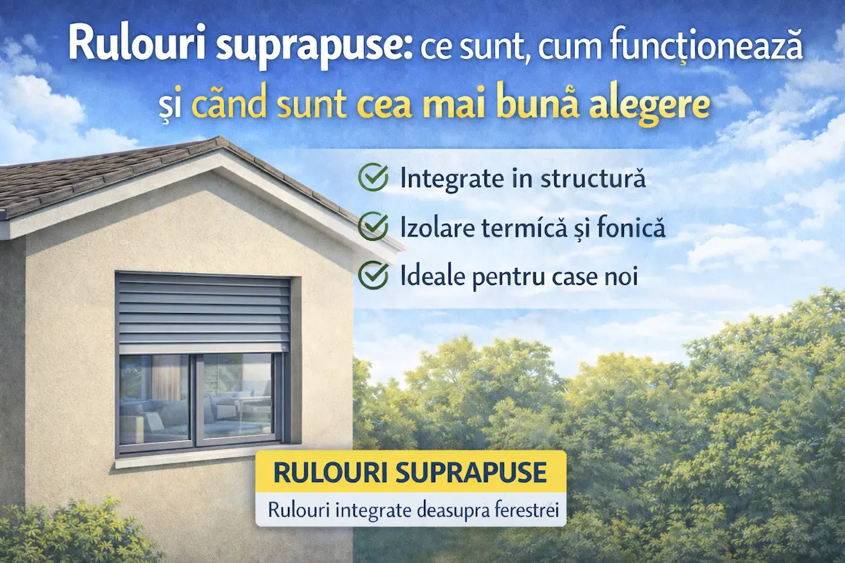 Rulouri suprapuse integrate în structura peretelui, fără casetă vizibilă la exterior